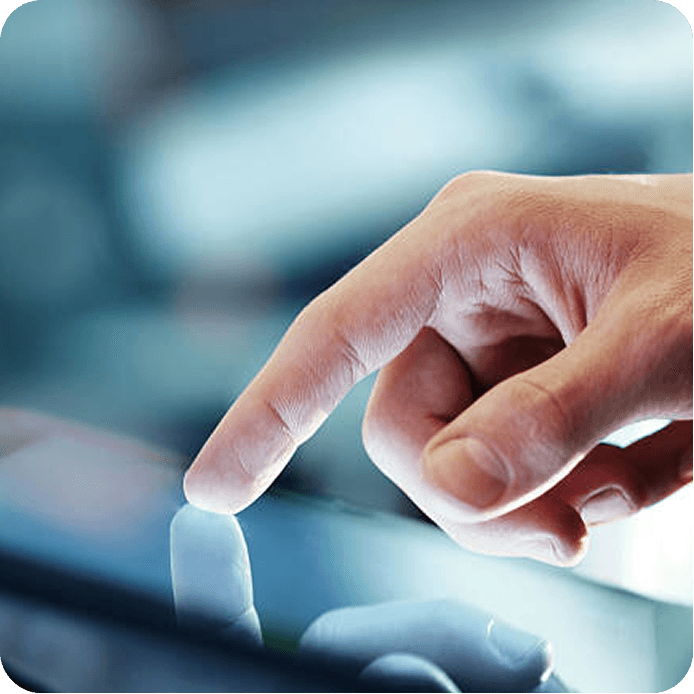 finger on tablet