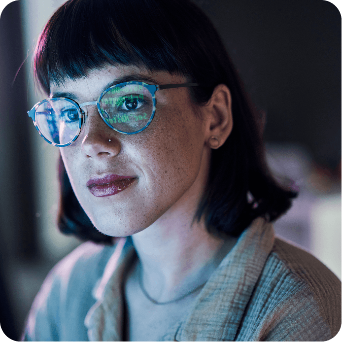 woman looking at screen